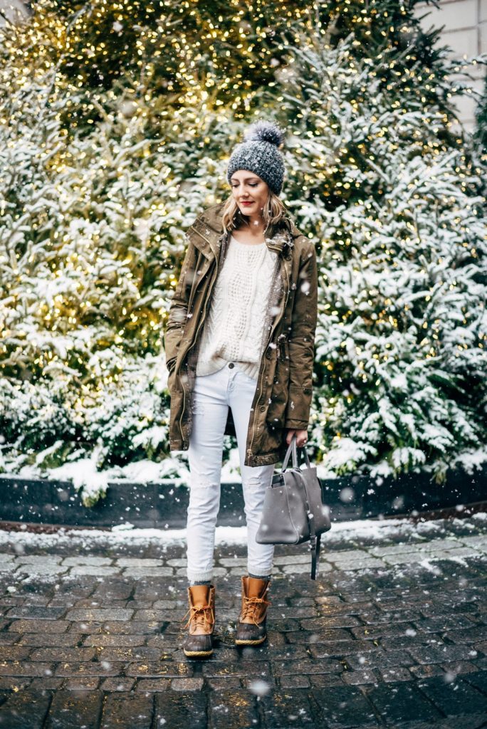 winter white boots outfit