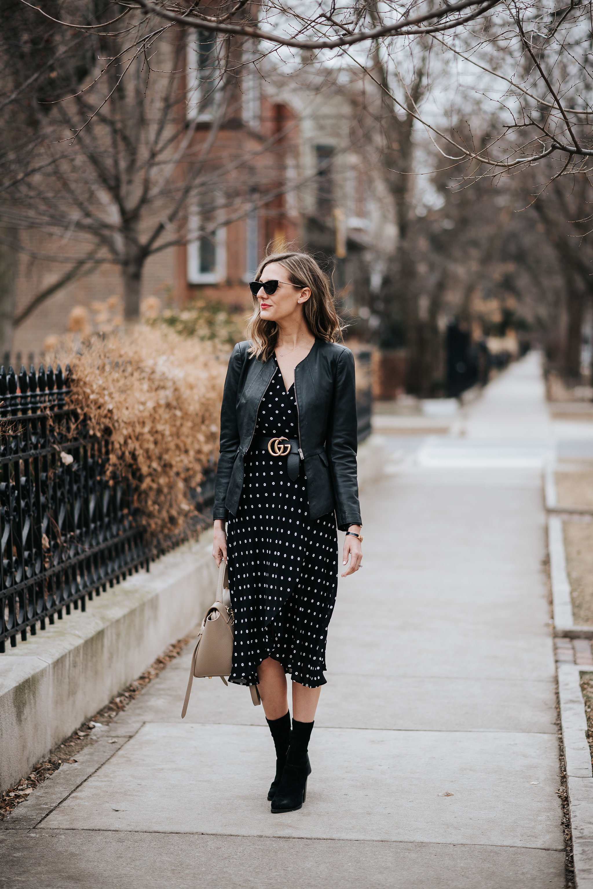 Black polka best sale dot midi dress