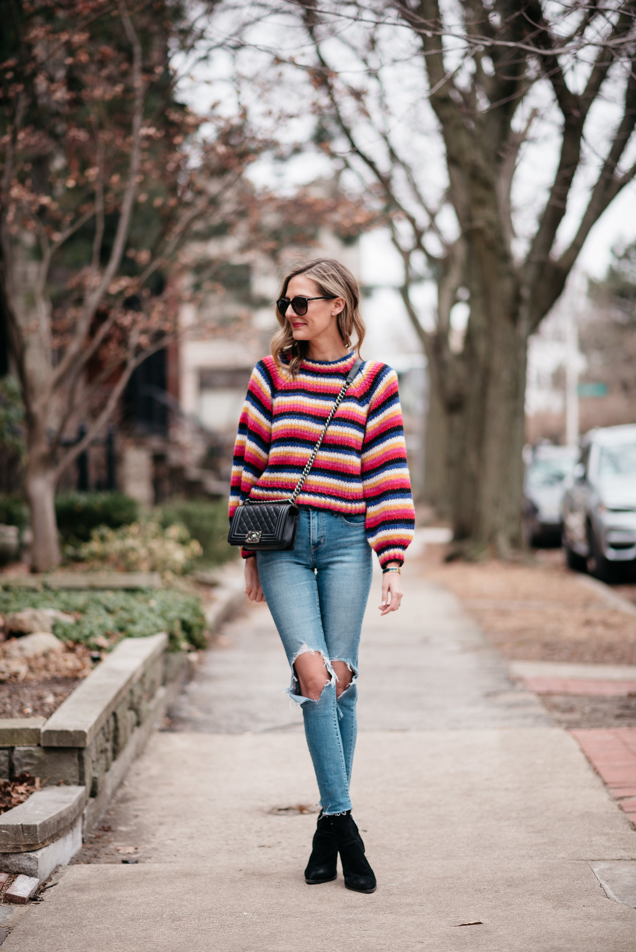 Colorful shop striped sweater