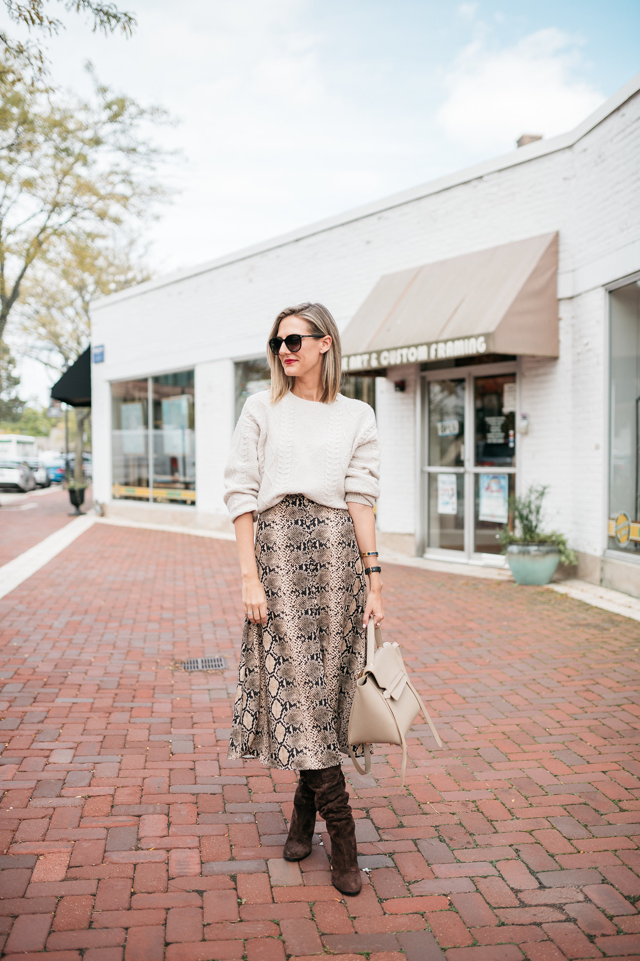 snakeskin print skirt midi zara how to wear in fall See Anna Jane