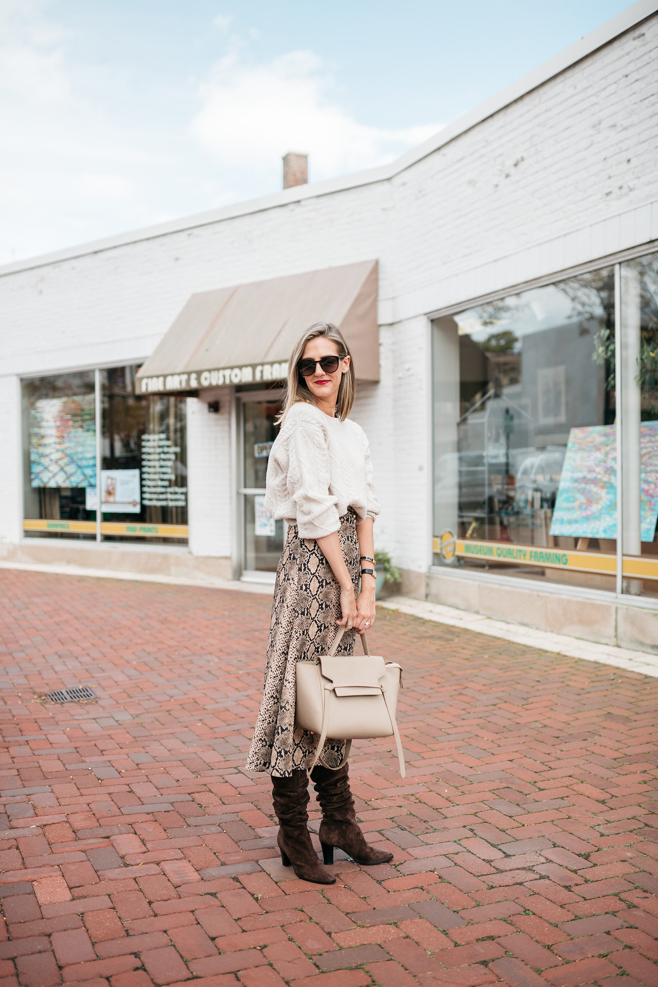 snakeskin print skirt midi zara how to wear in fall See Anna Jane