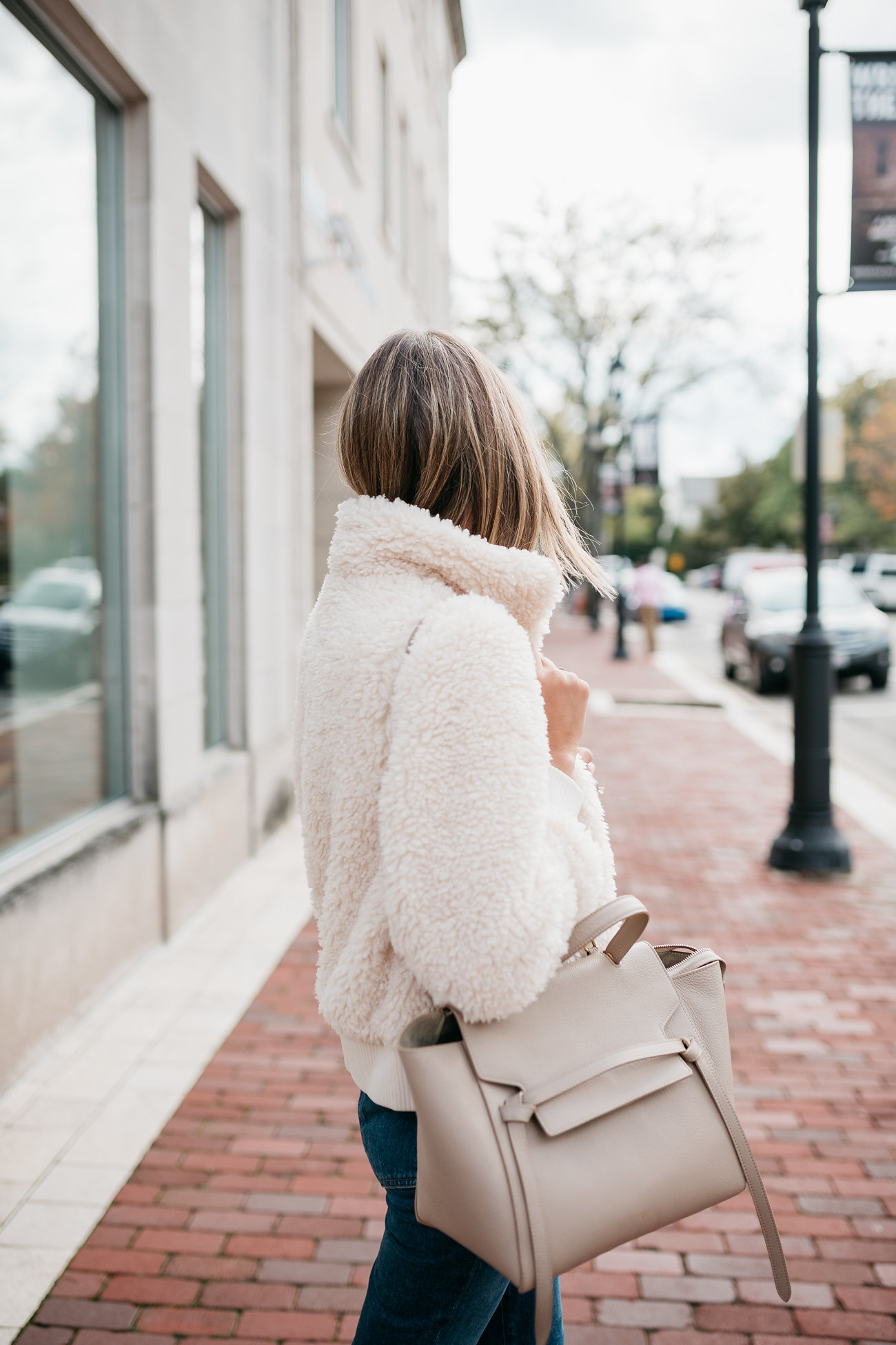 faux shearling bomber outfit cozy