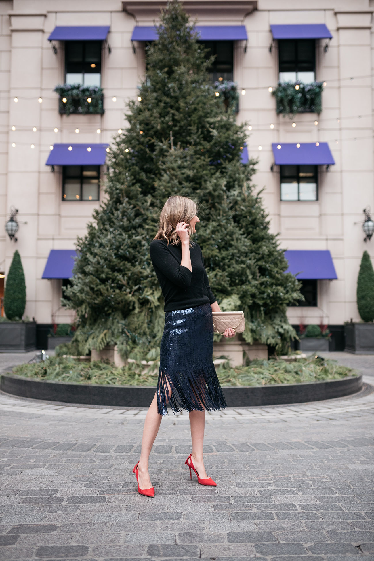 sequin skirt festive holiday look