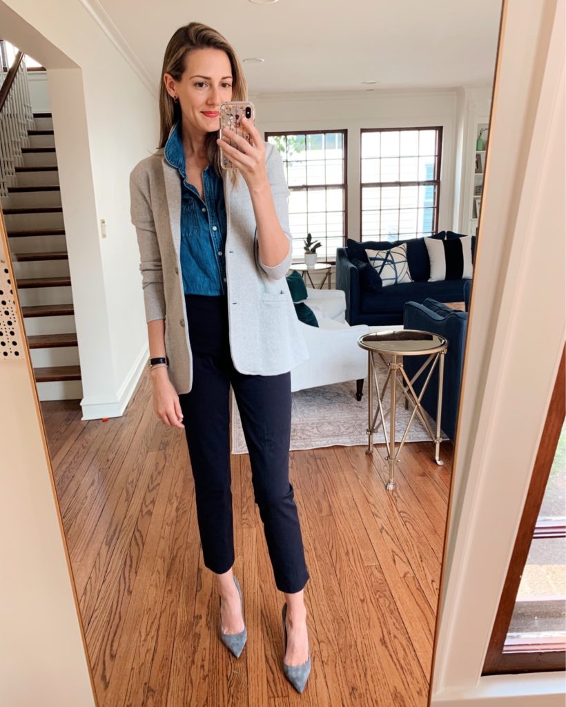 how to style a chambray shirt multiple ways - See (Anna) Jane.