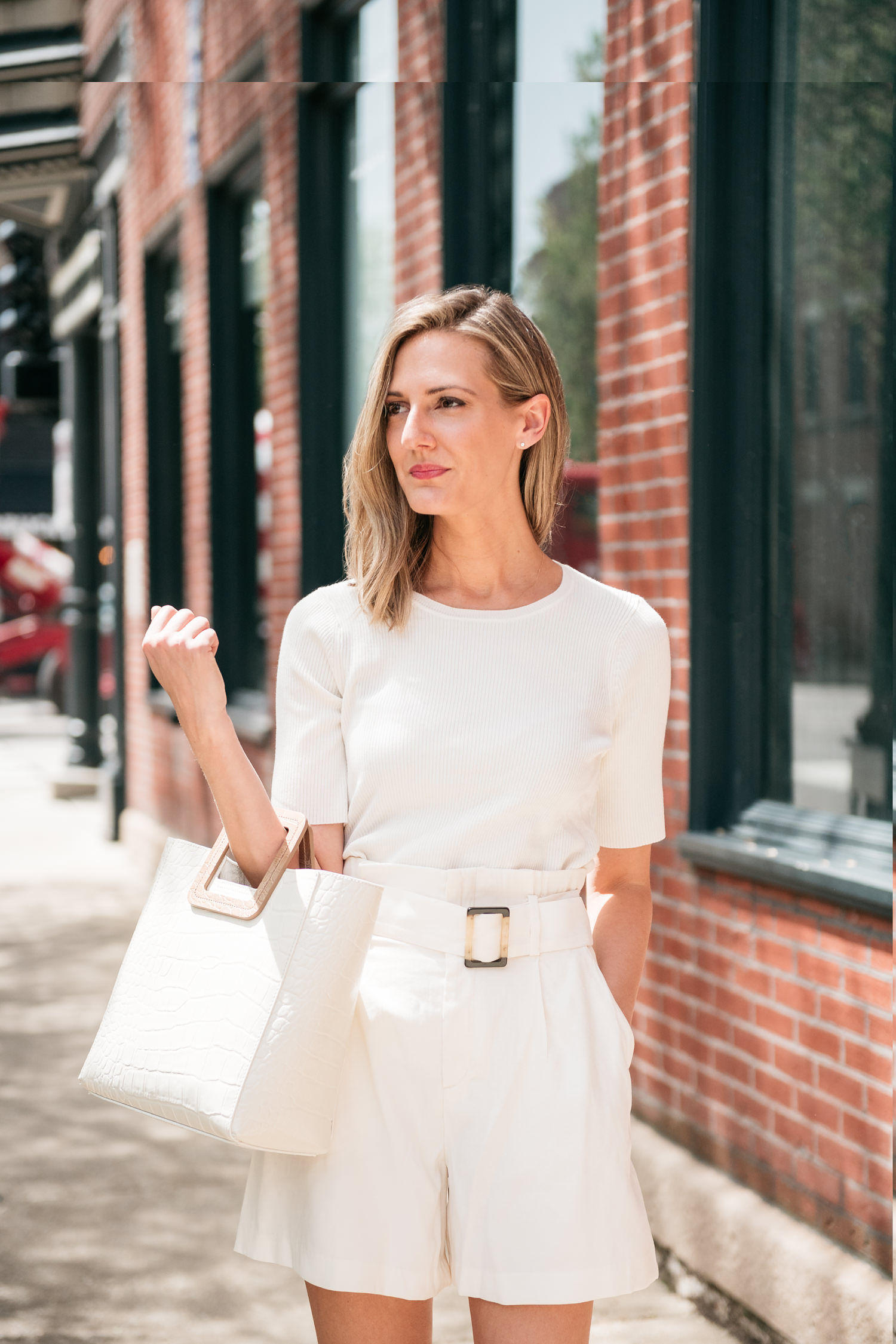 monochromatic white outfit