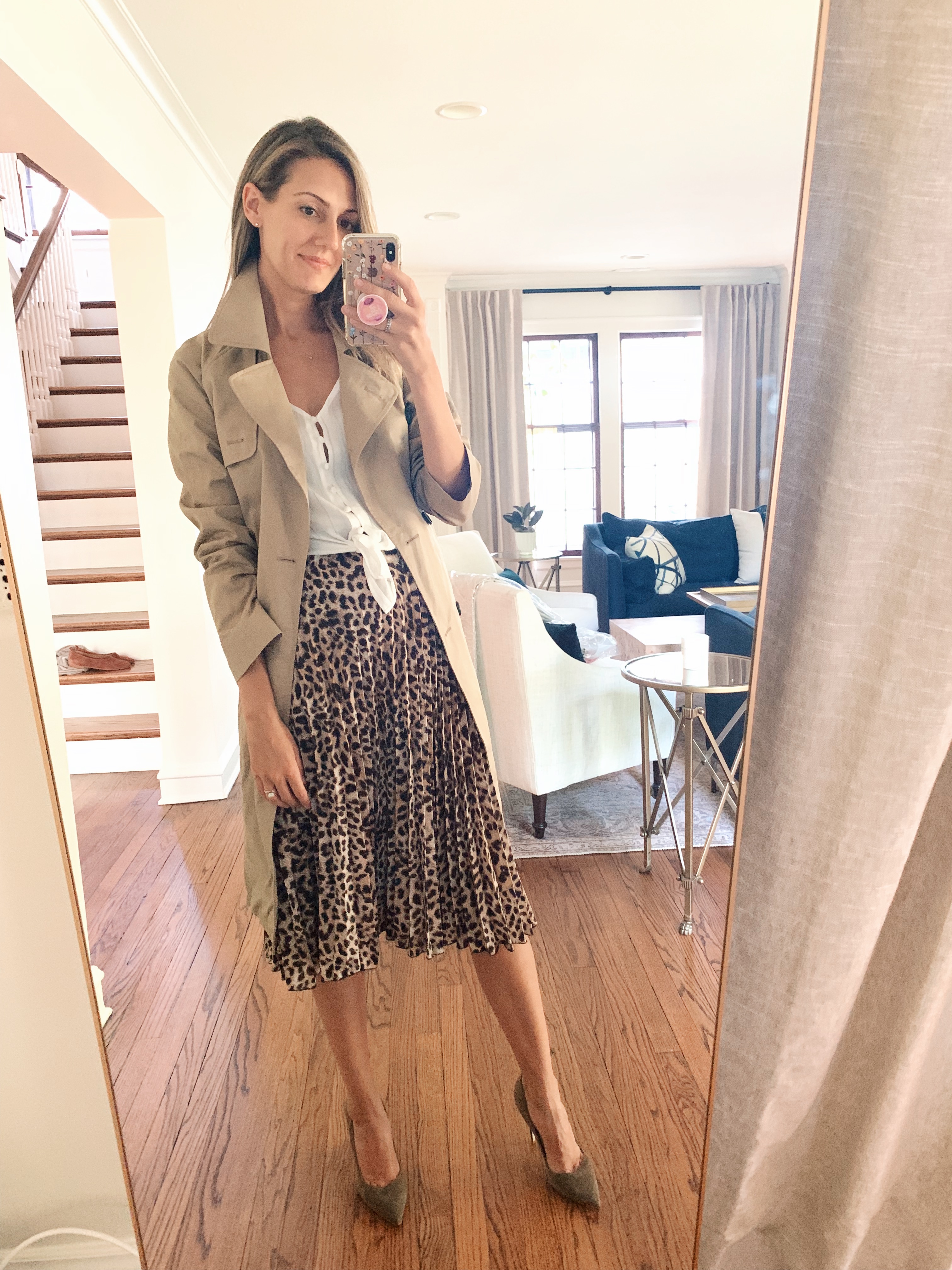 leopard midi skirt for work