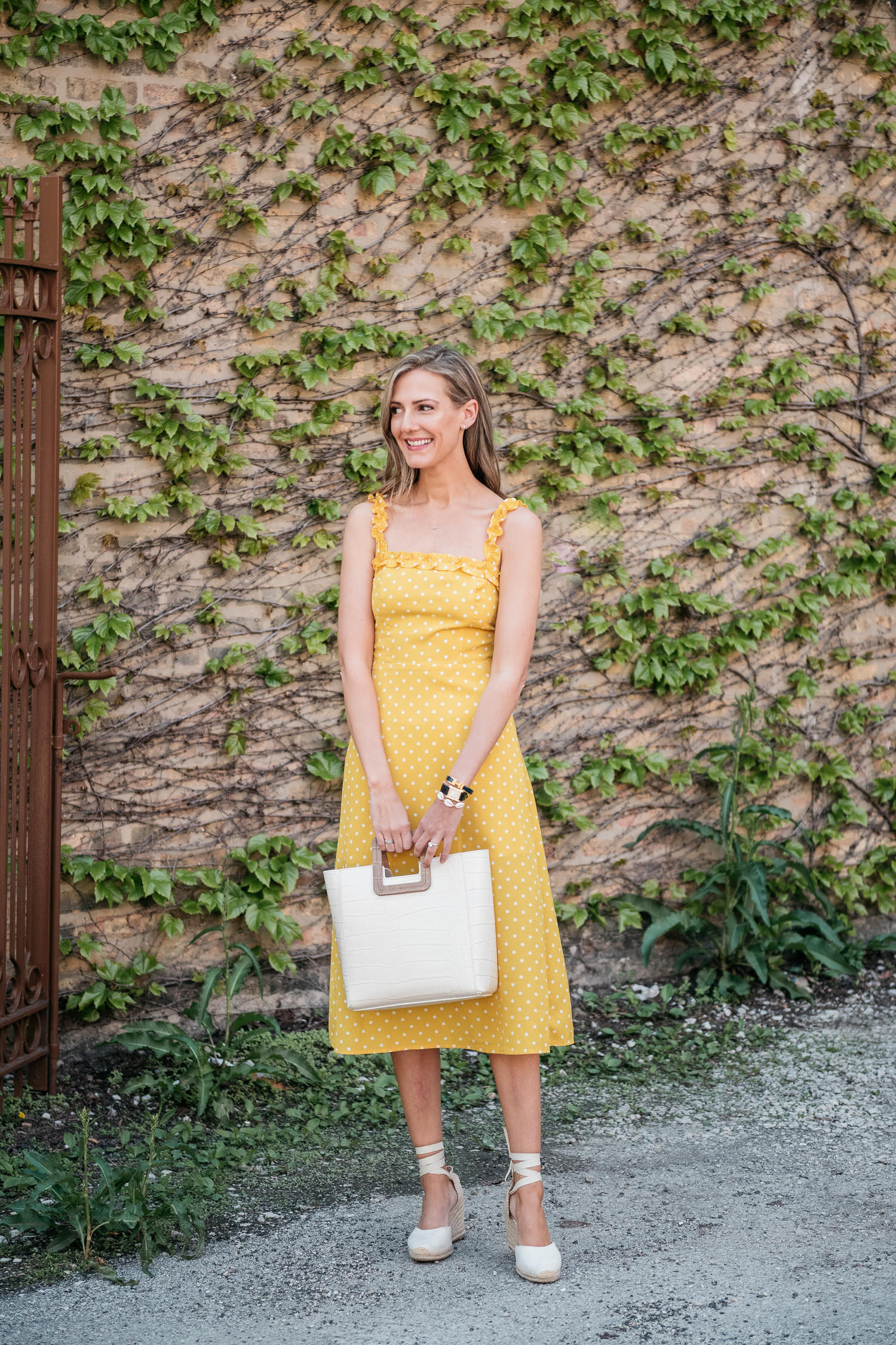 yellow dress staud bag