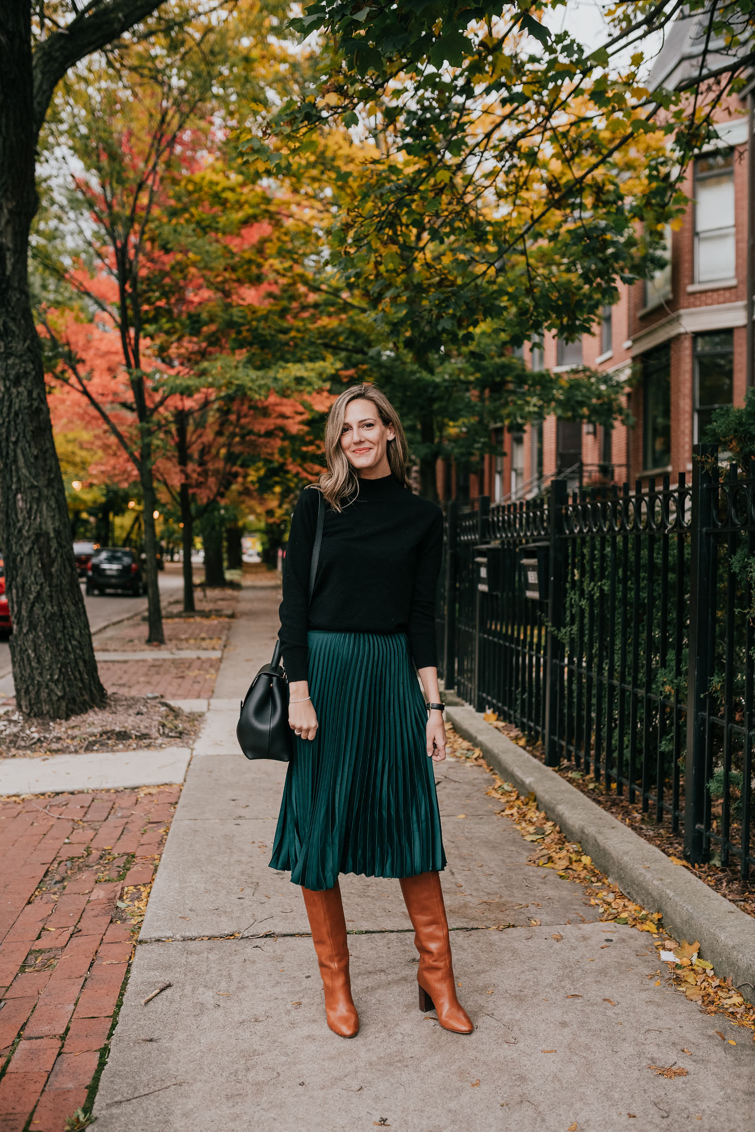 Holiday Pleated Skirt in Emerald - FINAL SALE