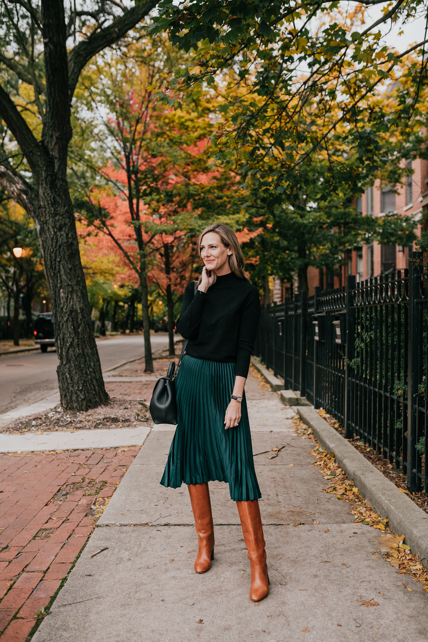 green skirt how to wear for the holidays See Anna Jane