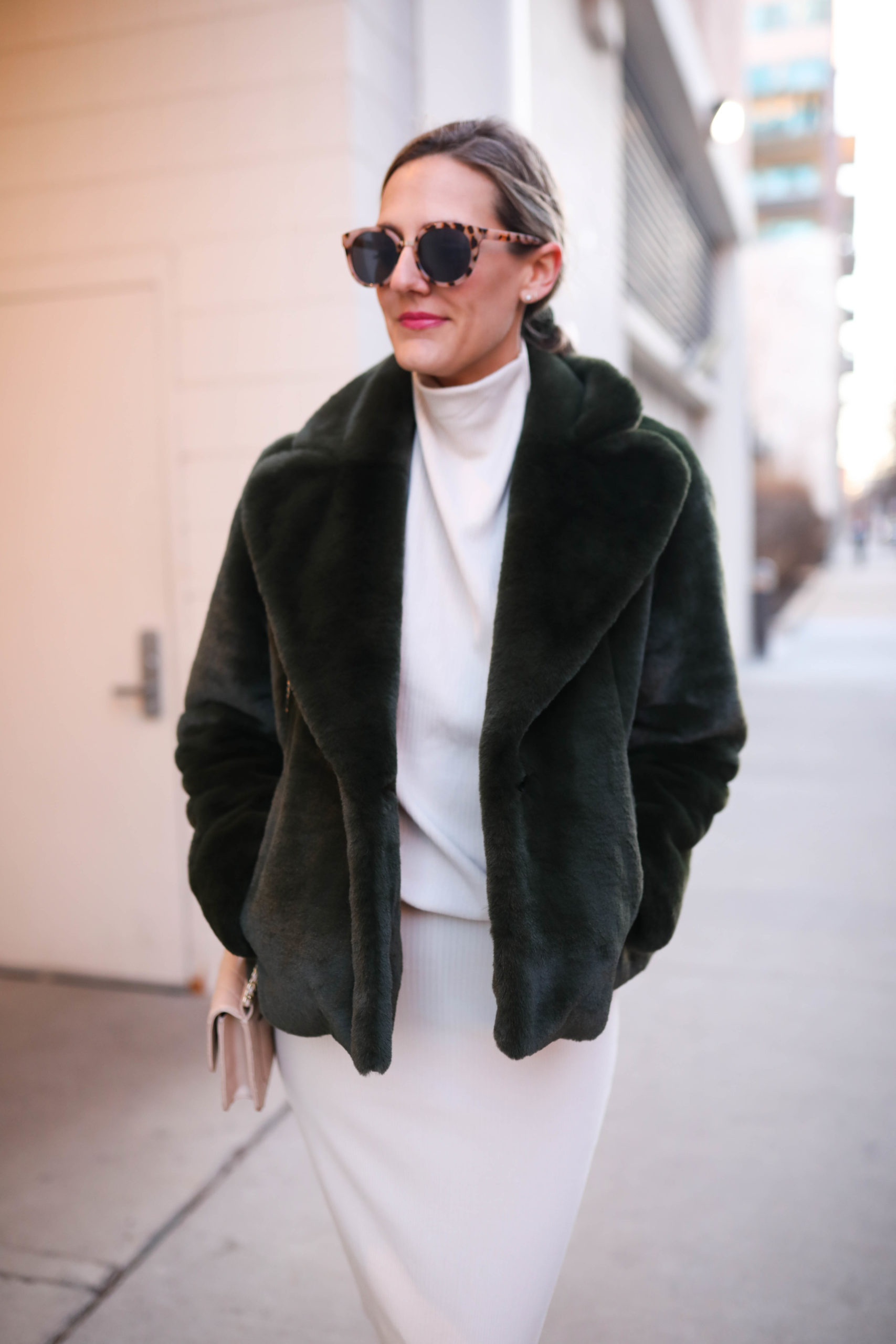 green faux fur