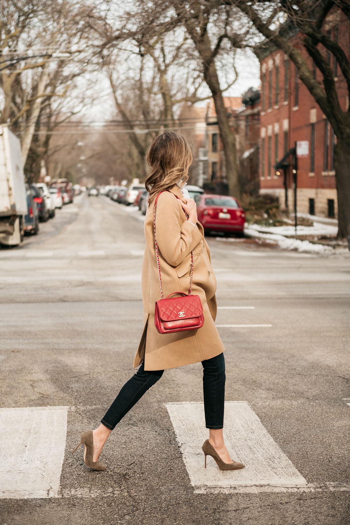 classic style red bag chanel