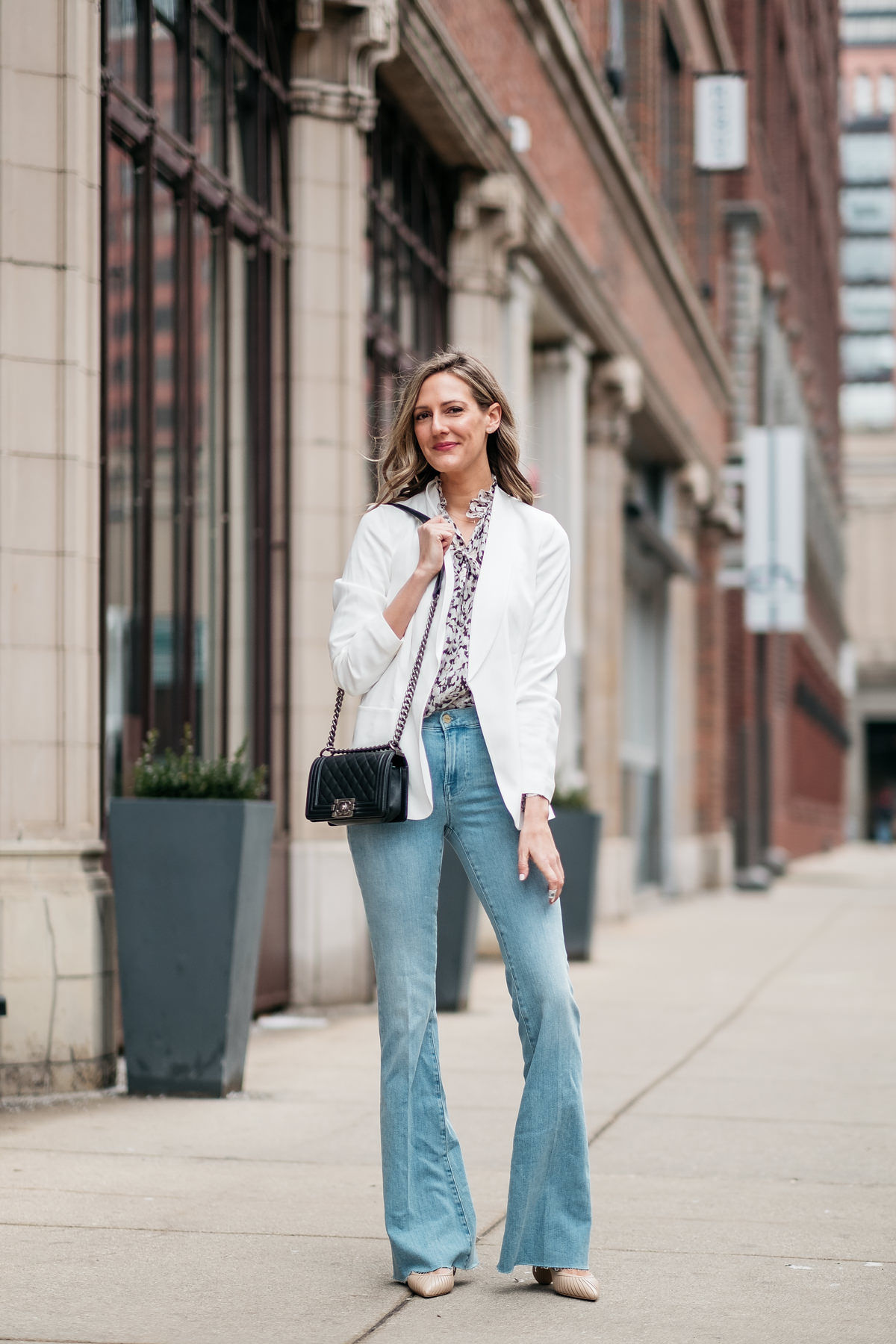 white blazer with flares