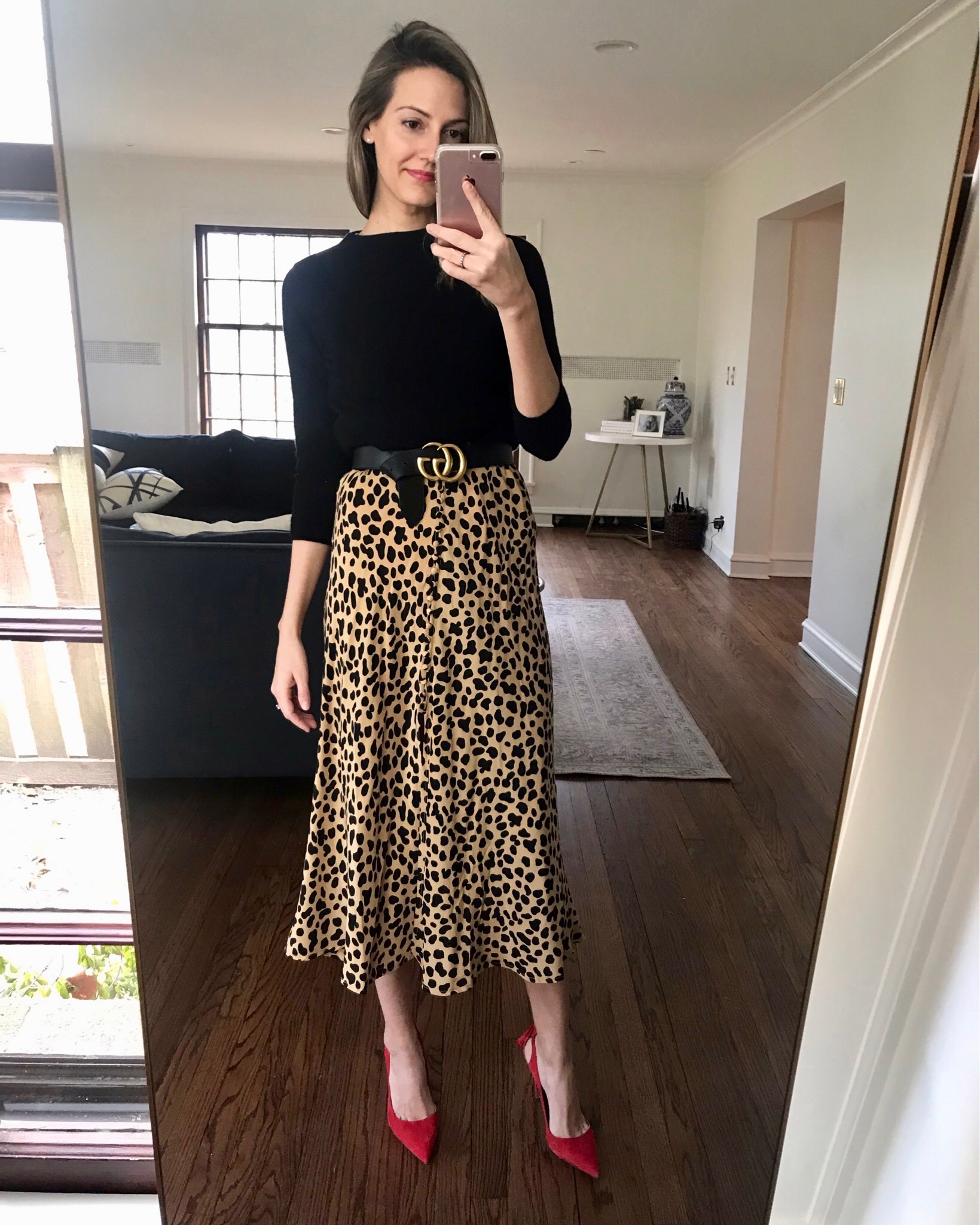 how to style a leopard skirt midi length See Anna Jane