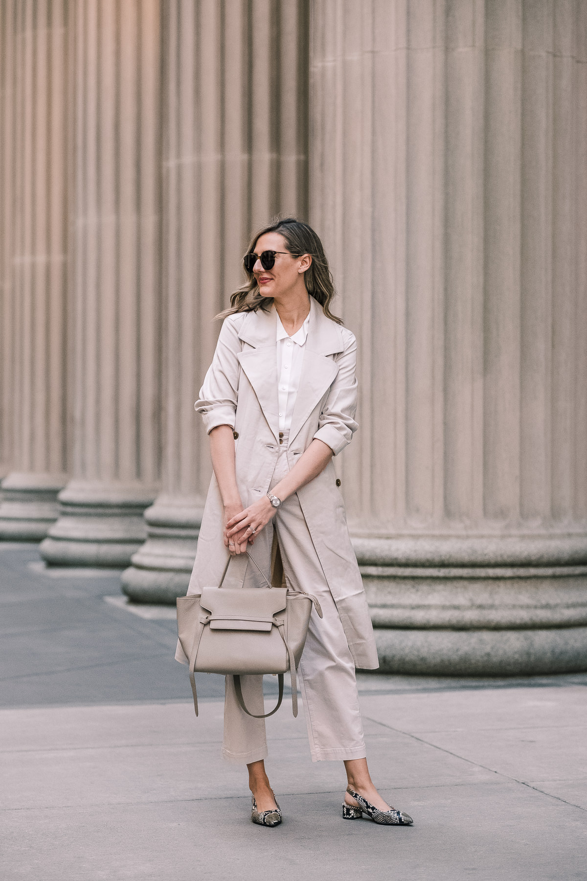 everlane drape trench spring office look