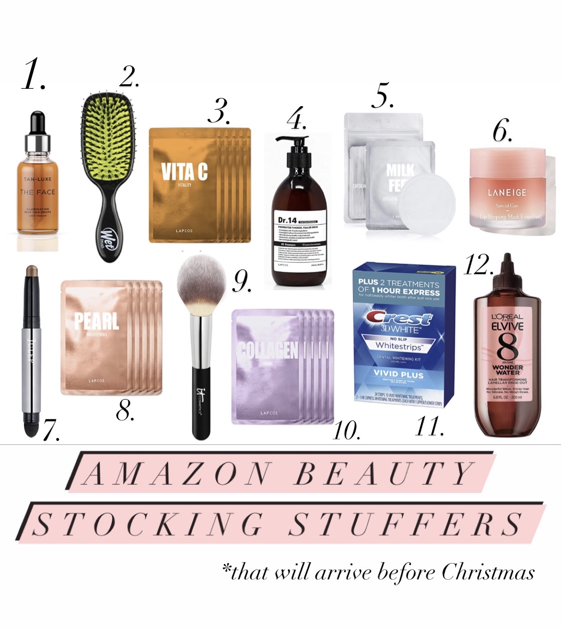 collage of Amazon Beauty Stocking Stuffers