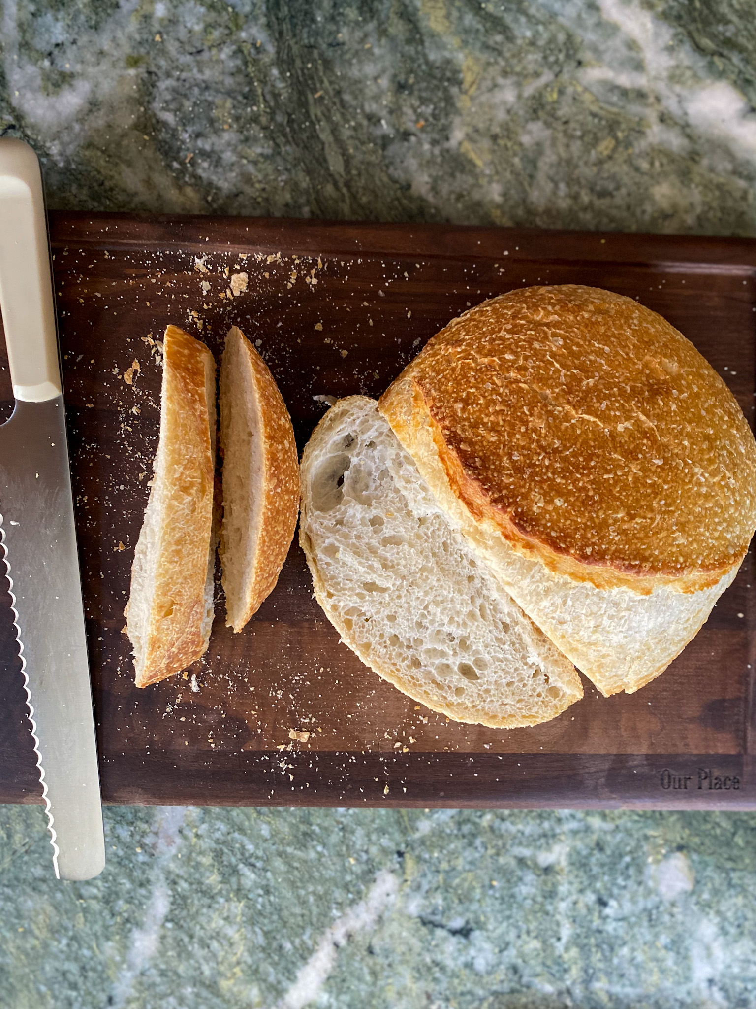 Our Place Knives Review slicing bread