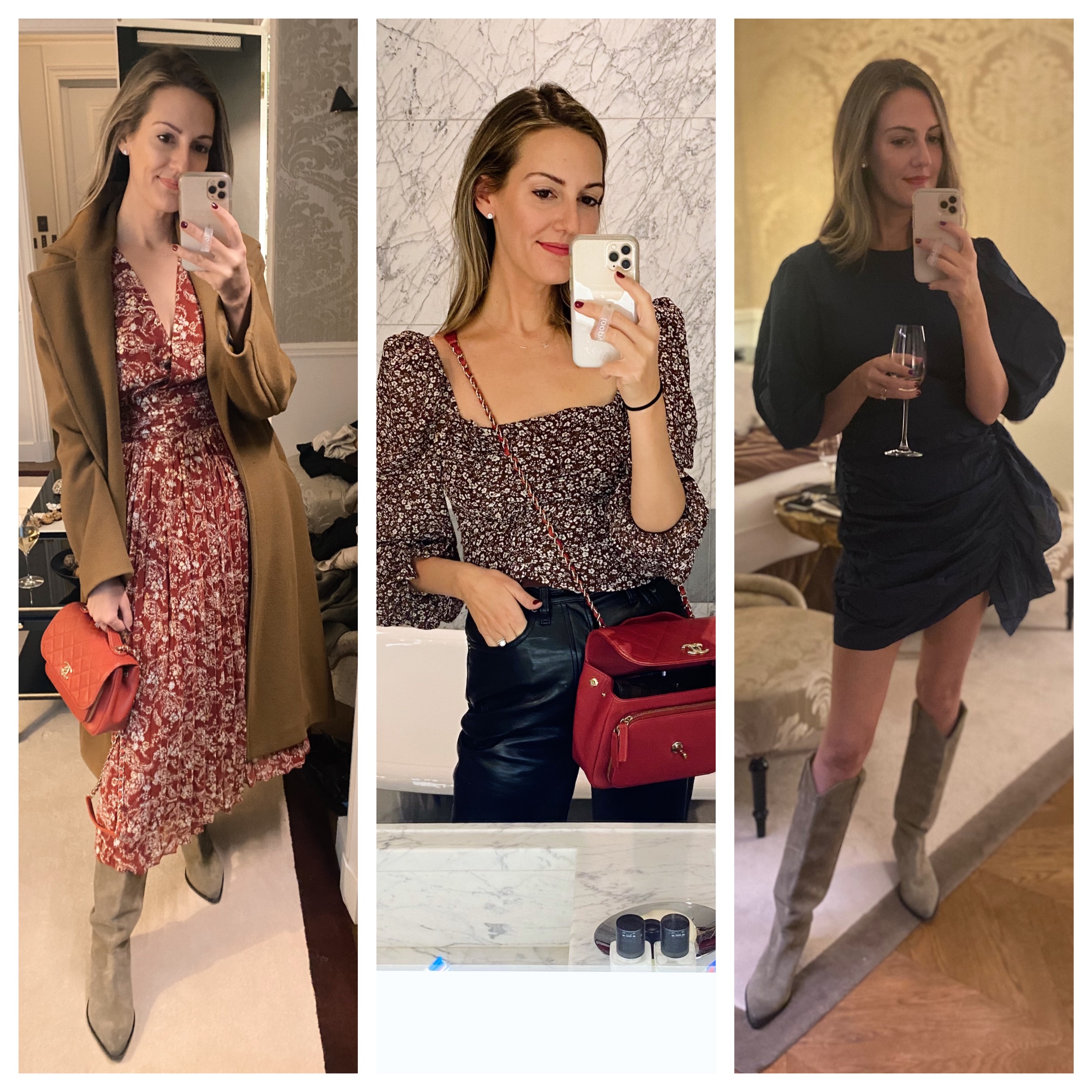 woman taking selfies with her outfit 