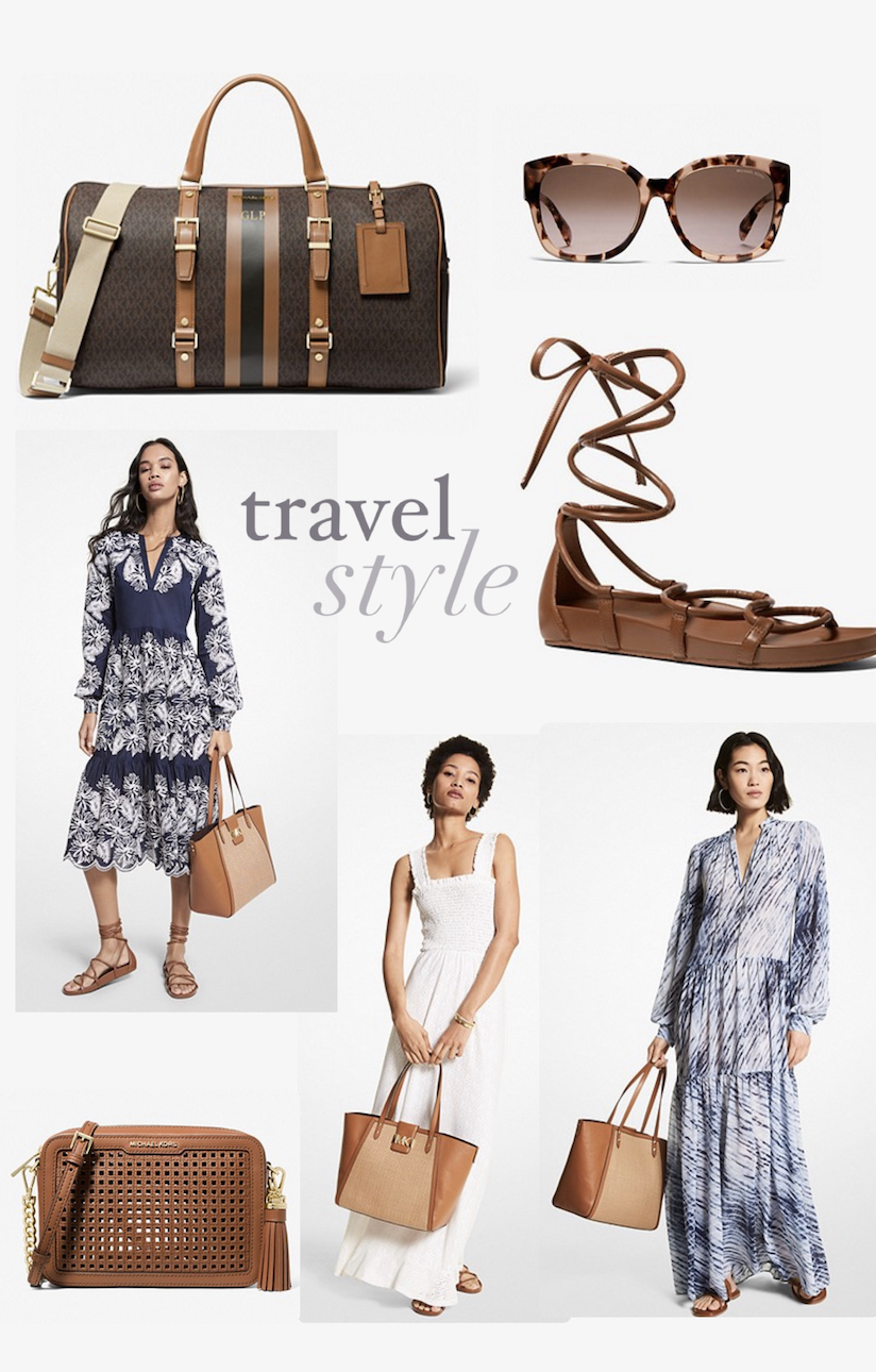 collage of items for Travel Style with Michael Kors