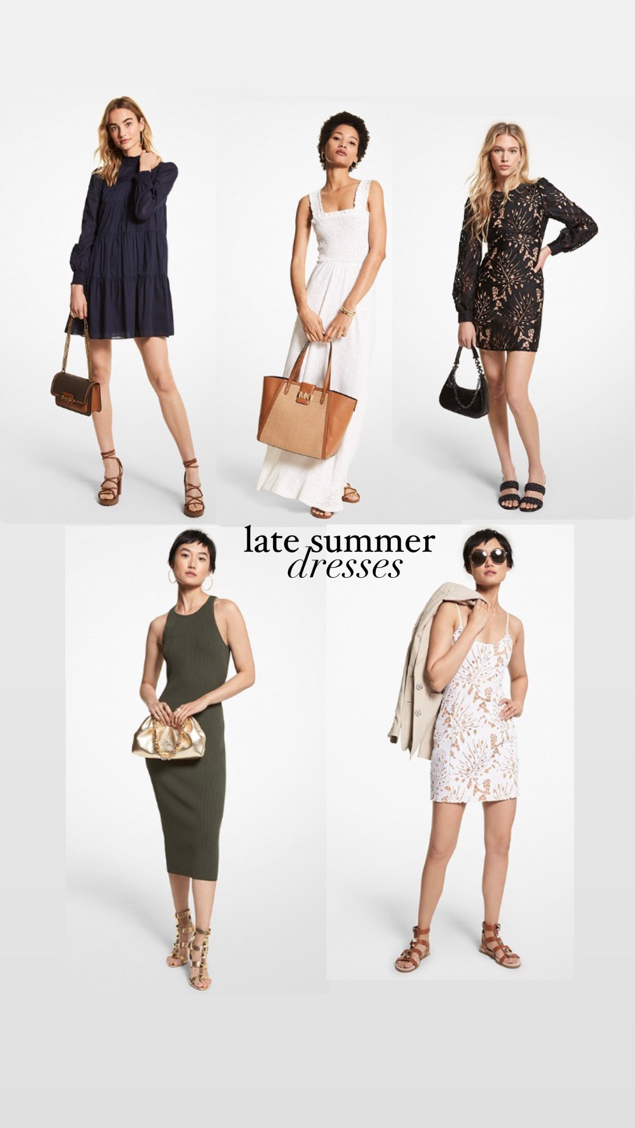 collage of Michael Kors Summer Dresses