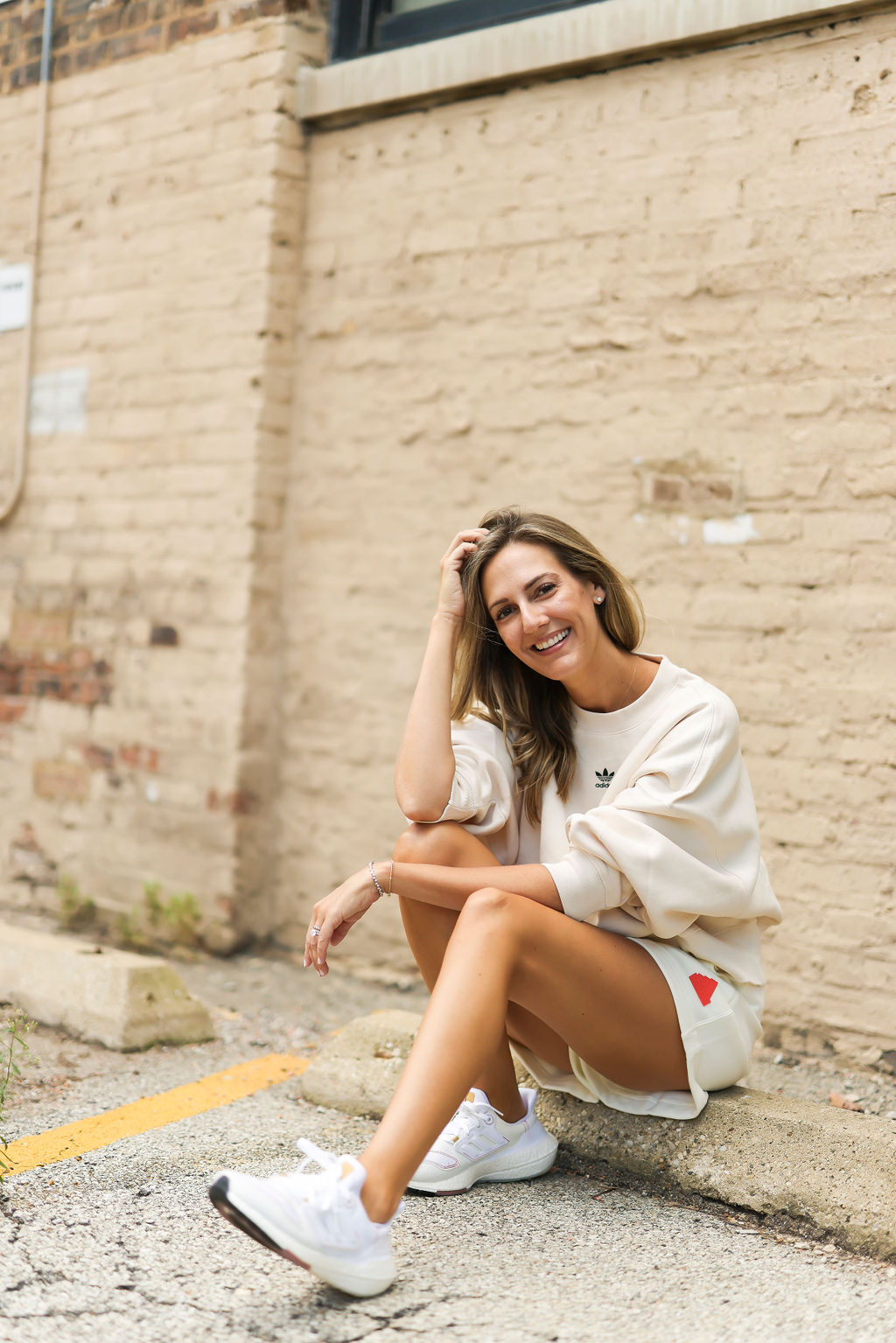 woman sitting and smiling