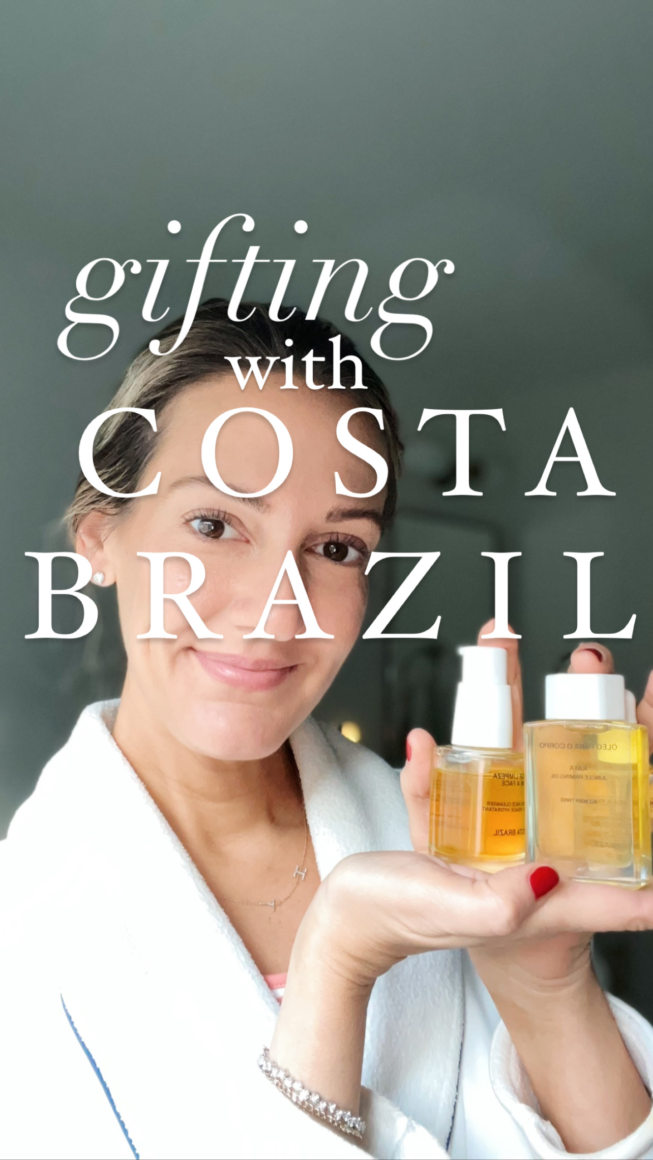 woman holding products from Costa Brazil