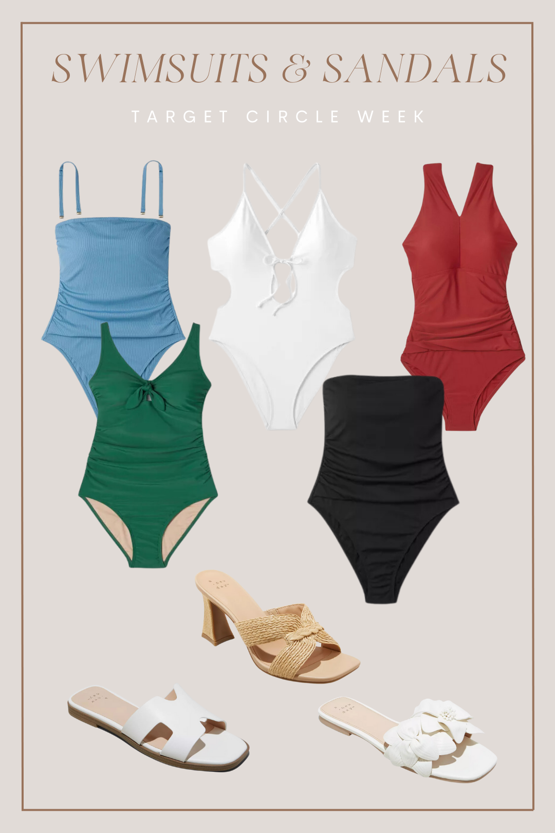 target circle week swimsuits and sandals 