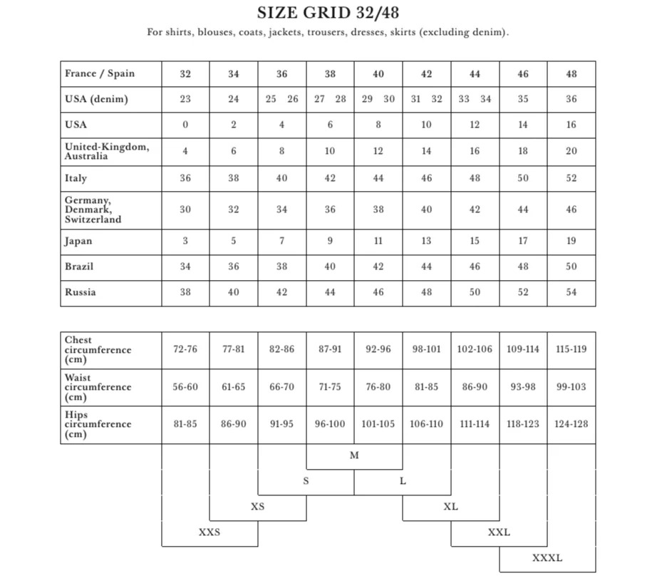 sezane size guide